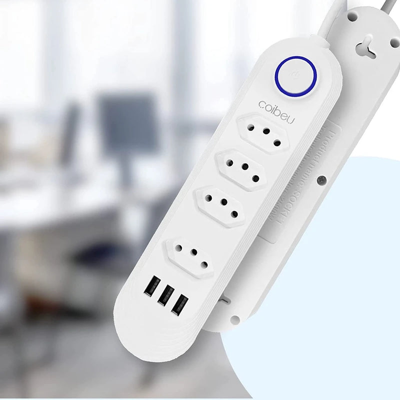 Extensão Elétrica 4 Tomadas e 3 Entradas USB