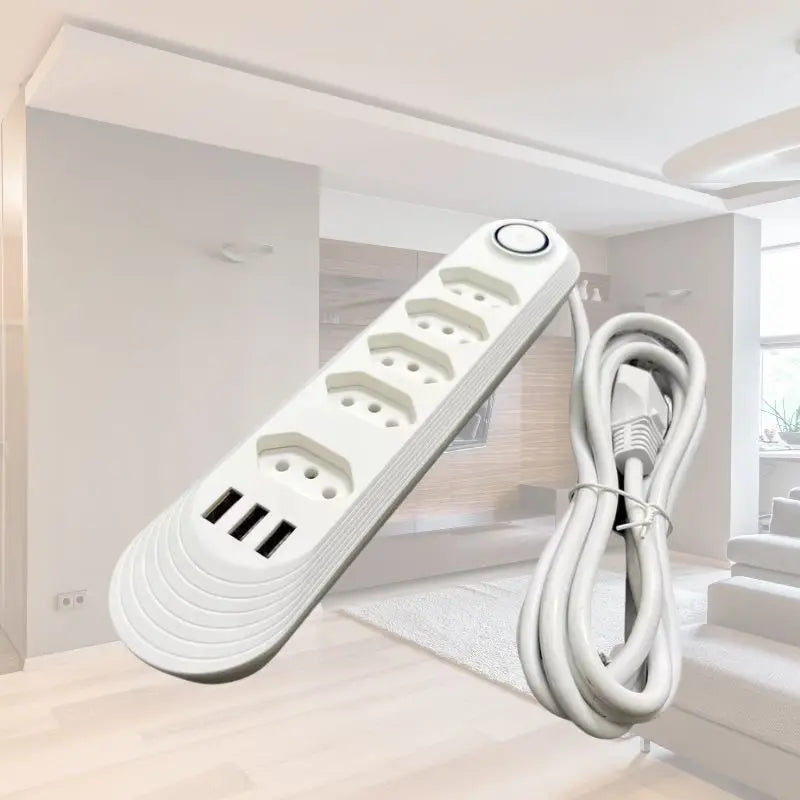 Extensão Elétrica 4 Tomadas e 3 Entradas USB