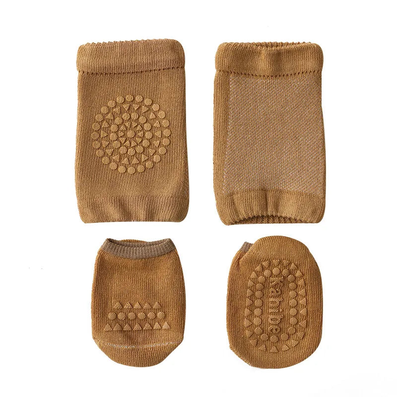 Kit de Meias e Joelheiras Antiderrapantes Baby Care