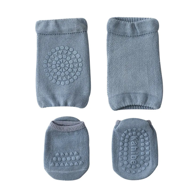 Kit de Meias e Joelheiras Antiderrapantes Baby Care