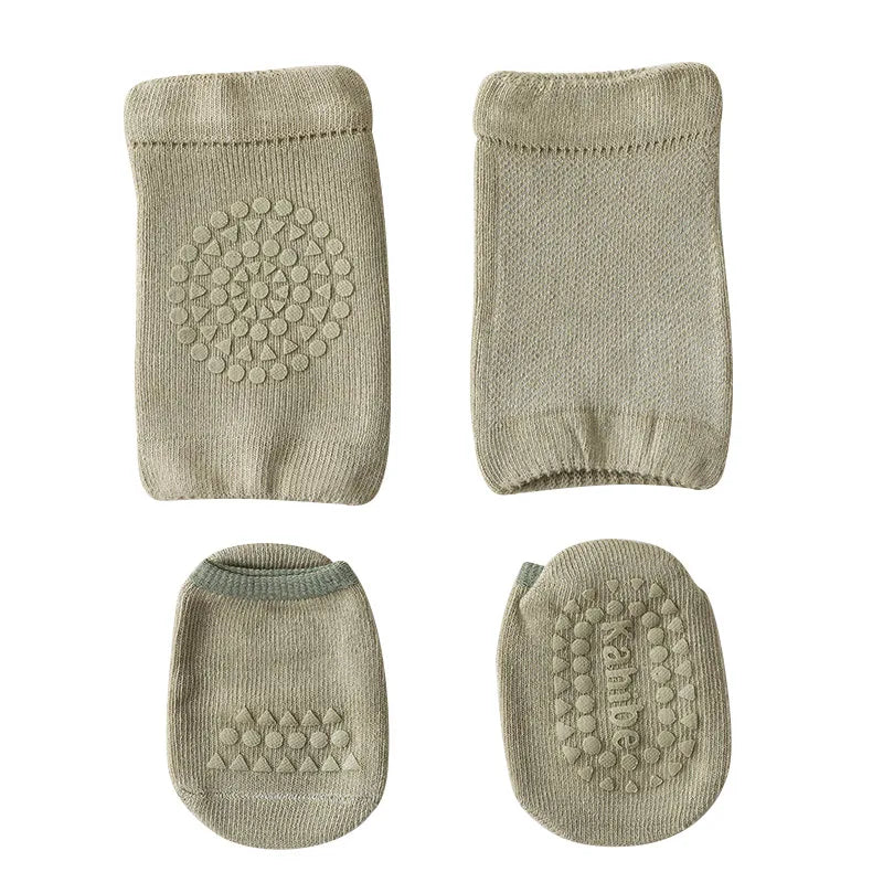 Kit de Meias e Joelheiras Antiderrapantes Baby Care