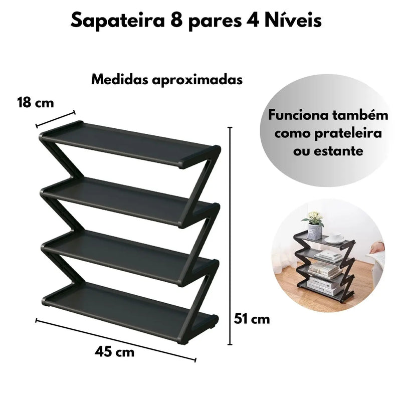 Sapateira Multiuso com 4 Níveis Rack Organizador Desmontável